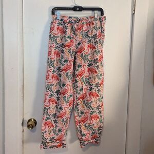 Printfresh Flock Of Flamingos Long Pajamas Pants Small Organic Cotton Sleepwear